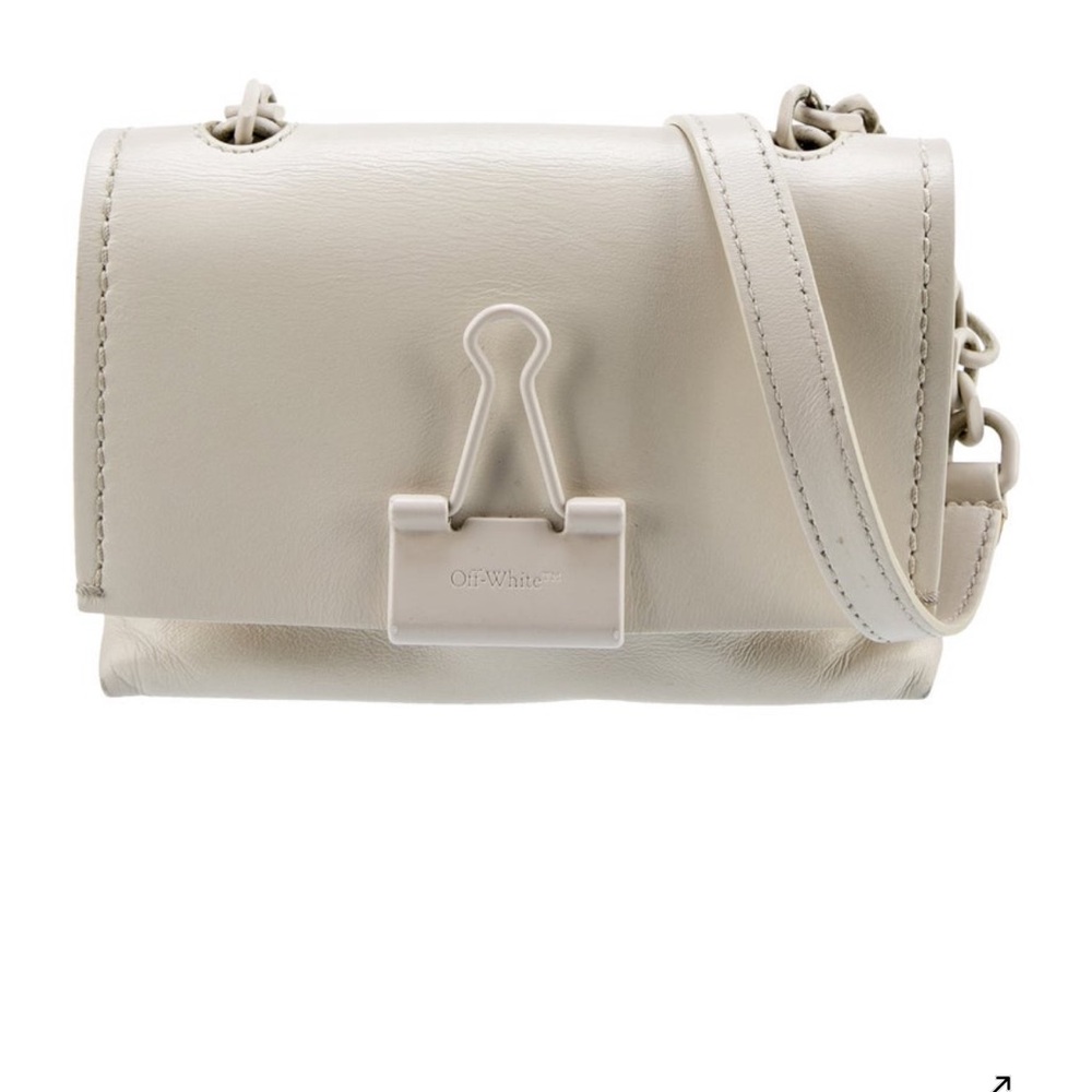 Off-White Cream Crossbody Bag with Silver Hardware